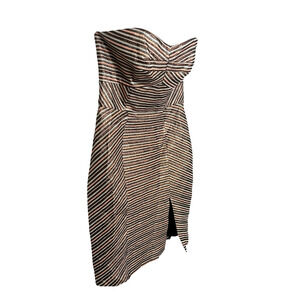 Anthropologie x Hutch 6 Metallic $278 Striped Strapless Dress Bodycon Gold Pink